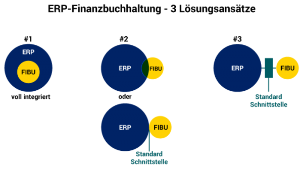 ERP-Finanzbuchhaltung - welche 3 Lösungsanätze gibt es und welches sind die Vor-und Nachteile