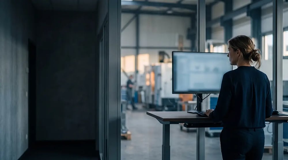 Manufacturing manager reviewing the business case for AI in ERP processes