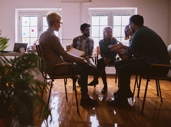 workers in start up having a meeting